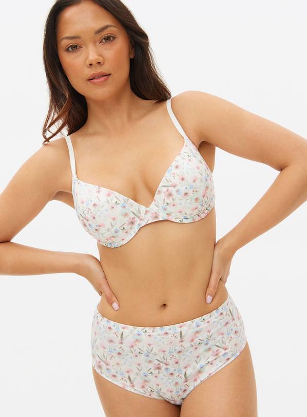 White Floral Print High Leg Knickers 8